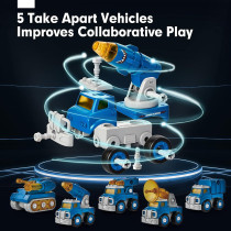 Hahaland Take Apart Trucks Robot Toy - 5-in-1 STEM Building Toy for 4-7 Year Old Boys, Birthday Gift