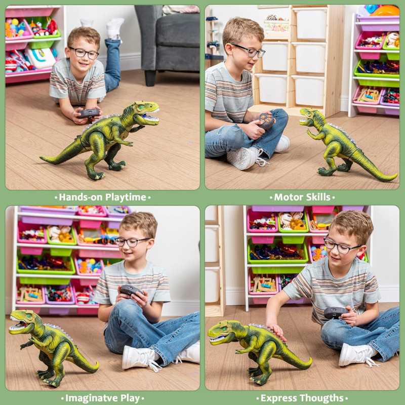 JOYIN Remote Control T-Rex Dinosaur Toy with Light & Roaring Sound