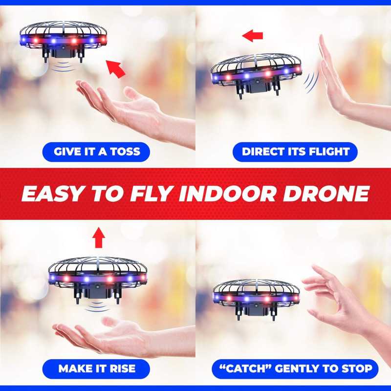 Drone Force1 Scoot LED - Mini Drone Sensor Mains Rouge/Bleu