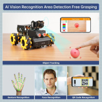AI Vision Robot Car Kit: Raspberry Pi 4B, Mecanum Wheels, Open Source Python - Learn Robotics!