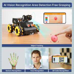 AI Vision Robot Car Kit: Raspberry Pi 4B, Mecanum Wheels, Open Source Python - Learn Robotics!