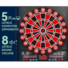 Fléchettes Électroniques LED 8 Joueurs, 34 Jeux & 12 Fléchettes