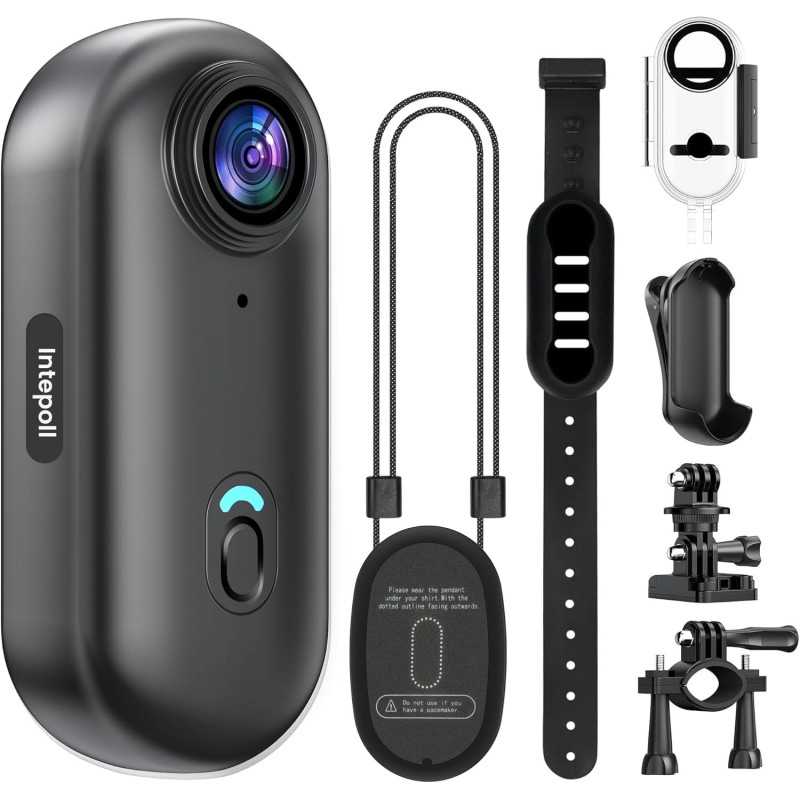 Caméra 4K Mini Étanche 128GB Sport Vlog Vélo Casque Noir