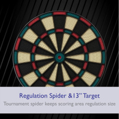 Fat Cat Electronic Dartboard 15+ Jeux, Auto-Score, Compact