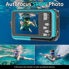 Caméra Étanche 4K Plongée 11FT 32GB 56MP Bleu Compact