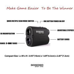 Gogogo Sport Vpro GS03 Laser Rangefinder 1000/1200 Yards, 6X Magnification