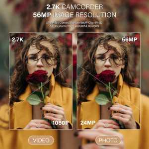 2.7K Vlogging Camera with Flip Screen & Mic - 56MP, 16x Zoom, 32GB Card, Dual Battery