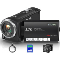 QHD 2.7K Camcorder 56MP Vlogging Camera w/ LED Light, 32GB & 2 Batteries