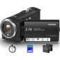 2.7K Vlogging Camera with Flip Screen & Mic - 56MP, 16x Zoom, 32GB Card, Dual Battery