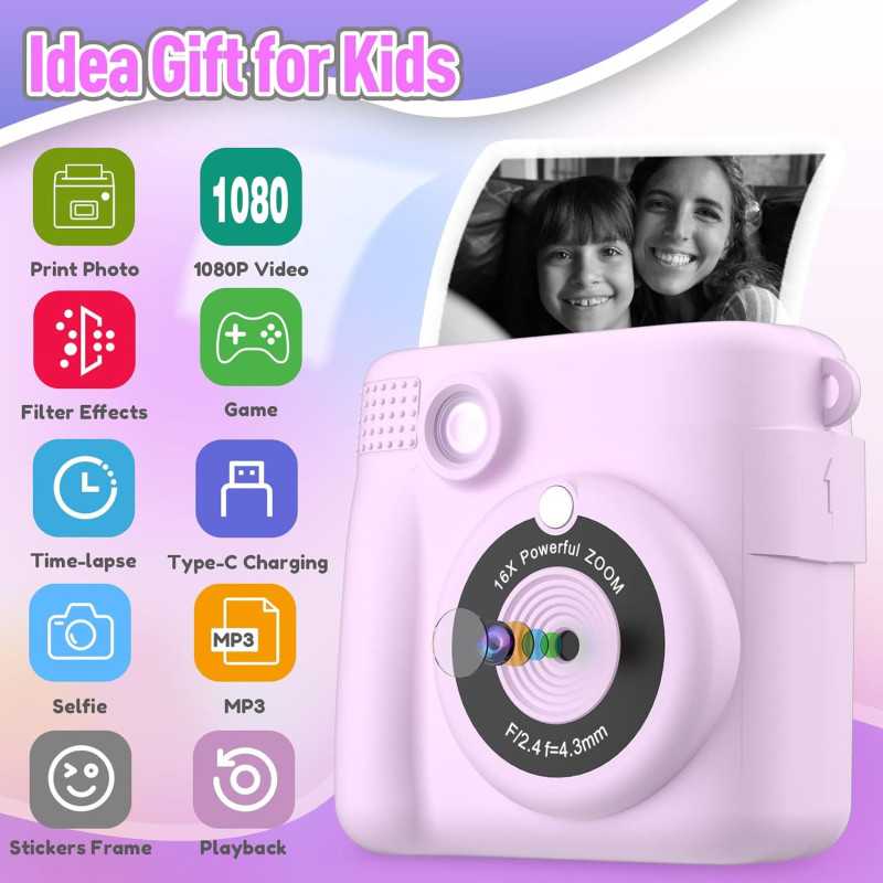 Appareil Photo Instantané Enfant + Vidéo HD 32GB Carte SD