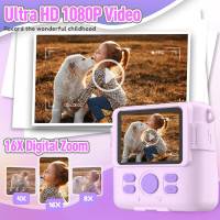 Kid-Friendly Instant Print Camera - Purple Digital Toy with 32GB SD Card (Ages 4-10)