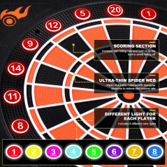 Professional Electronic Dartboard with LED Scoreboard & 12 Soft Tip Darts