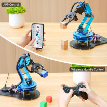 6-DOF Robot Arm Kit: PC & App Control, 5 Servos, Claw - Learn Robotics!