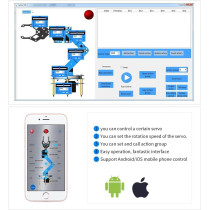 Kit Bras Robotisé 6DOF avec 5 Servos, Contrôle PC & Tutoriel