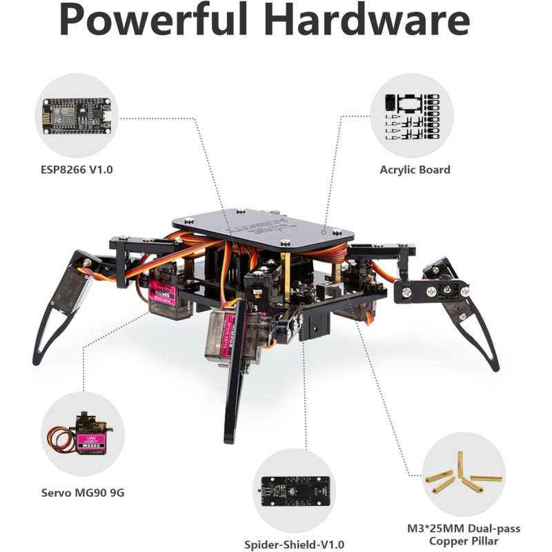 STEM Robotics Kit for Adults & Teens – ESP8266 Spider Robot Toy Gift
