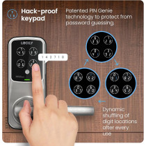 Lockly Secure Pro Smart Lock - Wi-Fi Keyless Entry, Biometric Fingerprint, Voice Control & Auto Lock, Latch Edition