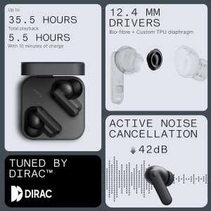 Écouteurs sans fil CMF Buds 2a - ANC hybride 42dB, gros basses, 4 micros, parfaits pour iPhone et Android.
