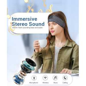 Casque de sommeil Bluetooth Perytong - Bandeau sans fil avec audio HD, idéal pour les sports et le sommeil.