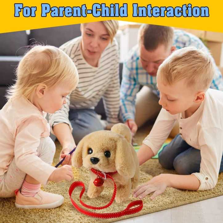 Interactive Plush Golden Retriever Toy Dog for Kids – Walking, Barking, Tail Wagging, Stretching Puppy