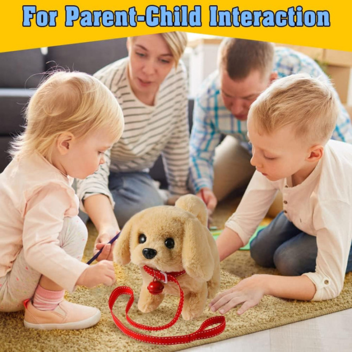 Jouet Peluche Golden Retriever Électronique Interactif - Marche, Aboye, Remue la Queue, Compagnon Enfants
