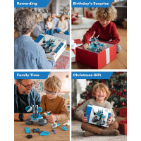 Kit Robot STEM 5 en 1, 398 pièces, contrôle APP & télécommande, jouet éducatif pour enfants 6-12+ ans