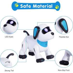 Yiman Robot Chien Télécommandé Programmable Rose, Jouet Interactif Dansant avec LED, Cadeau Enfants 3+