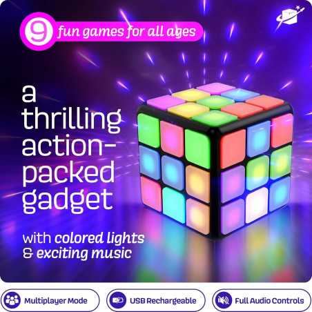 Rechargeable Game Activity Cube - Fun Brain Games for Kids & Teens