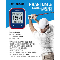 Bushnell Phantom 3 GPS Rangefinder Blue Bundle with BITE Mount & Cloth