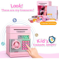 Coffre Tirelire Électronique Fille 5-10 Ans Cadeau Anniversaire