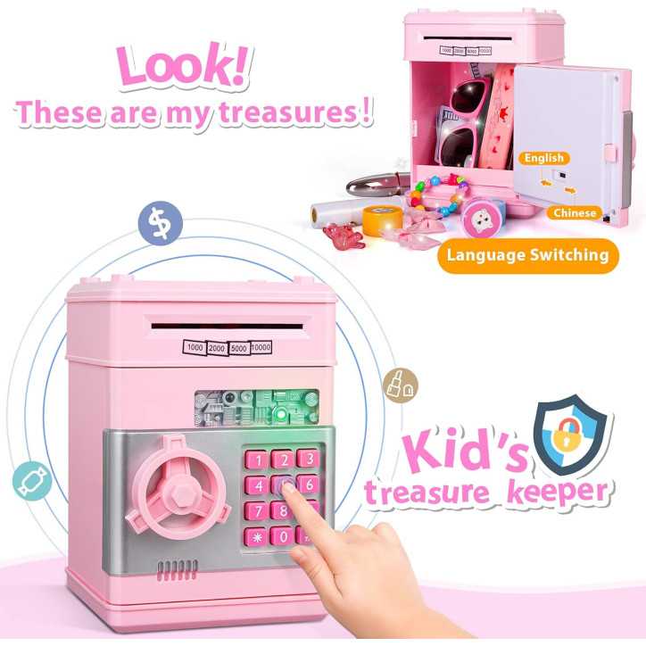 Electronic Kids Piggy Bank ATM Machine - Birthday Gift Toy for Girls Ages 5-10 Money Safe Electronic Kids Piggy Bank ATM Machine - Birthday Gift Toy for Girls Ages 5-10 Money Safe