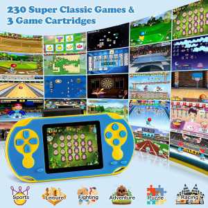 Console de jeux 16 bit portable 230 jeux HD intégrés - Bleu