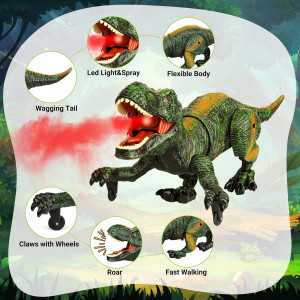 Relive the age of giants with this animated T-Rex, fossil remote & built-in demo shows