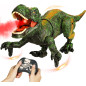 Dinosaure télécommandé réaliste : marche, rugit, brume d’eau et lumières pour un jeu préhistorique magique