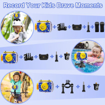 Appareil Photo Enfant Étanche GKTZ 1080P - Cadeau Noël 3-12 ans
