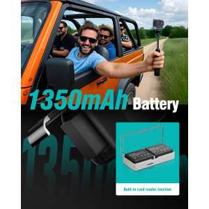 Kit complet : caméra d’action 4K avec Wi-Fi, accessoires, SD 64Go et batteries incluses