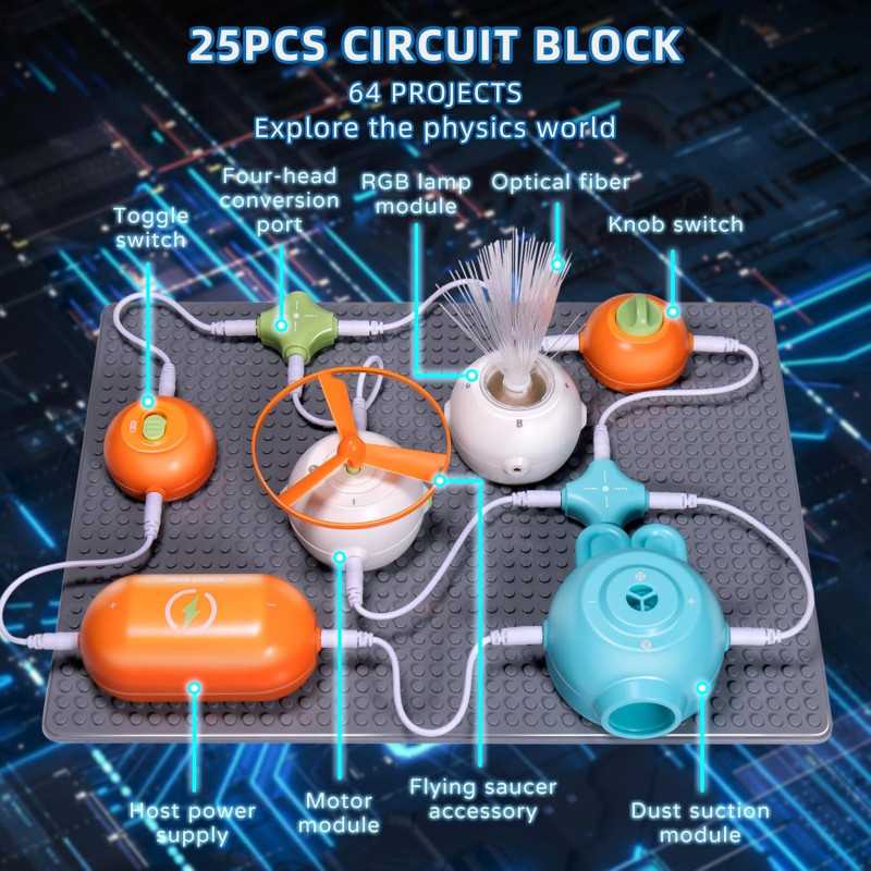 Kit Circuits STEM Enfants 3-12 ans - 64 Projets, Sans Soudure