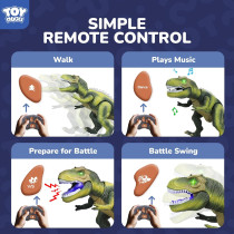 STEAM Remote Control Dinosaur Toy with Light, Sound & Dancing Robot