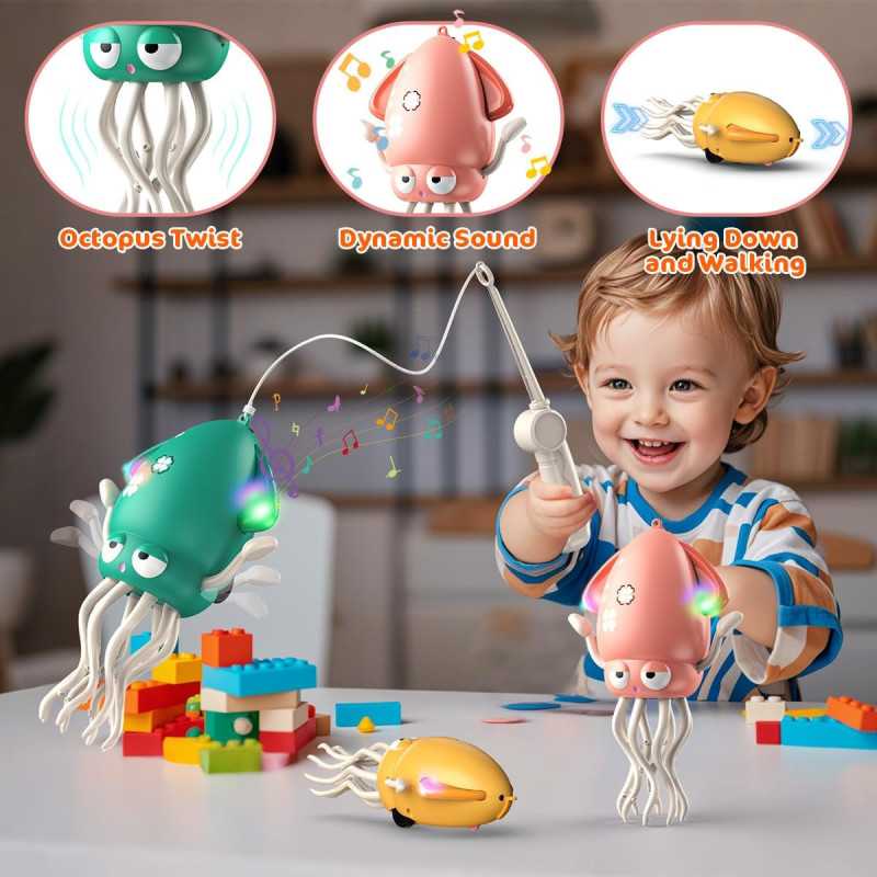 Magic Dancing Octopus Toy - LED Light Show & Music, USB Rechargeable