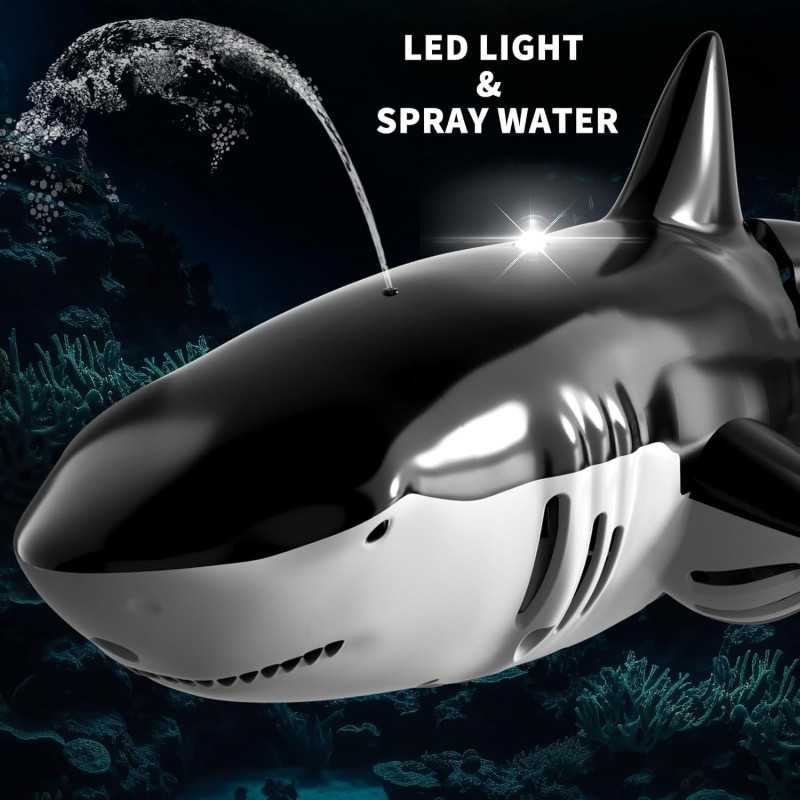 Bennol 2.4Ghz RC Shark Toy for Kids 4-9 | Light & Water Spray