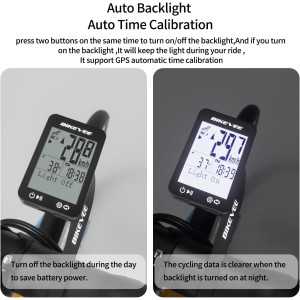 Wireless GPS Bike Computer with Auto Start/Stop & Waterproof IPX7
