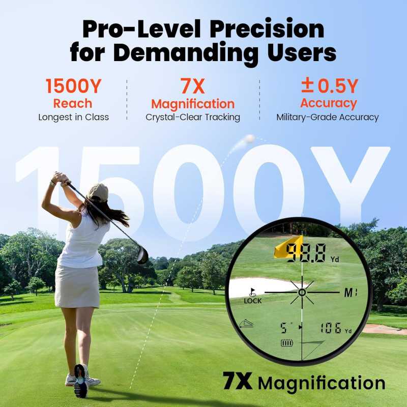 Télémetre Laser Golf 1500Y avec Pente & Verrouillage Rapide