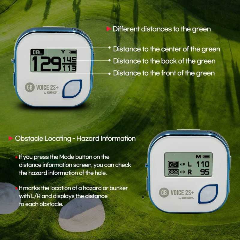 GolfBuddy Voice 2S+ GPS Golf Parlé, 40 000 Parcours, Bleu