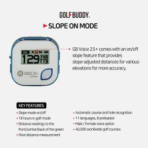 Improve your game with GOLFBUDDY Voice 2S+: lightweight, waterproof, precise, and easy to wear