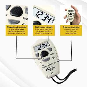 Score right every time! Touch counter with distinct buttons, lightweight and ultra-convenient