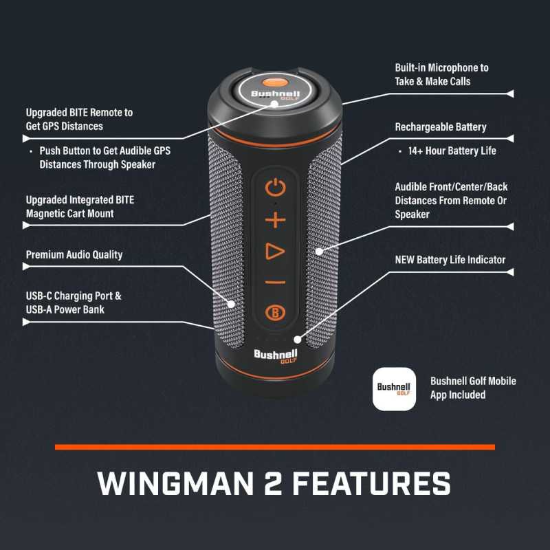 Bushnell Wingman 2 Golf Speaker 2024 | GPS, Music & Magnetic Mount Bundle