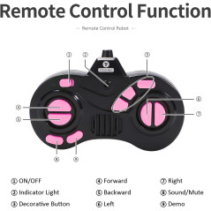 GILOBABY Pink RC Robot Toy for Kids 3+ with LED Eyes & Dance Moves