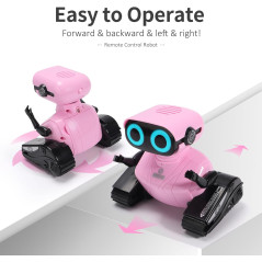 GILOBABY Pink RC Robot Toy for Kids 3+ with LED Eyes & Dance Moves