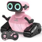 GILOBABY Pink RC Robot Toy for Kids 3+, LED Eyes, Flexible Parts, Dance & Music - Birthday Gift