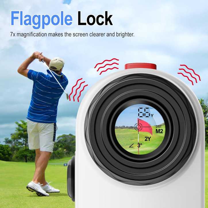 Télémètre de golf 1200 yards avec inclinaison, zoom 7x, rechargeable, vibration & verrou drapeau