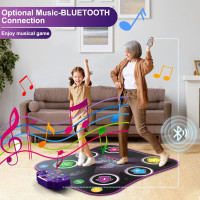 Flooyes Tapis de Danse Électronique Bluetooth Lumières 6 Boutons 5 Modes Jeux Cadeau Enfants 3-12 ans